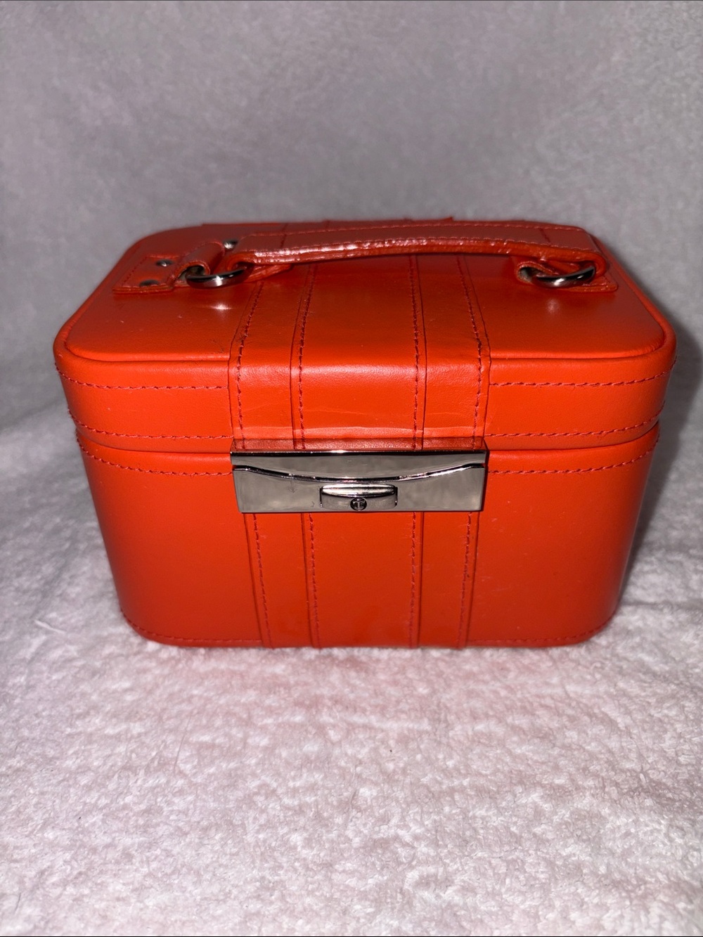 Wolf designs Orange Travel Jewelry Case with Top Handle -